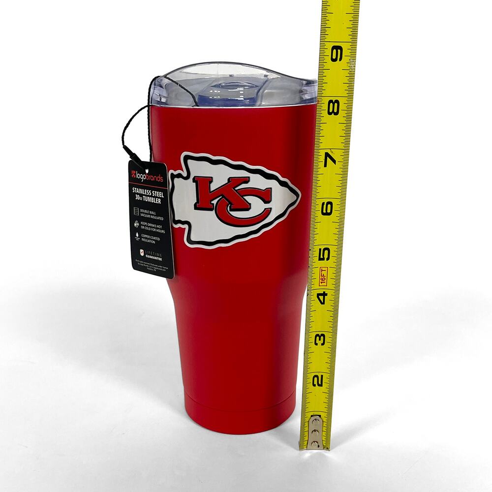 Fanmats Logo Brands KC Chiefs Tumbler New Powder Coated Red 30oz Stainless Steel - Picture 8 of 8